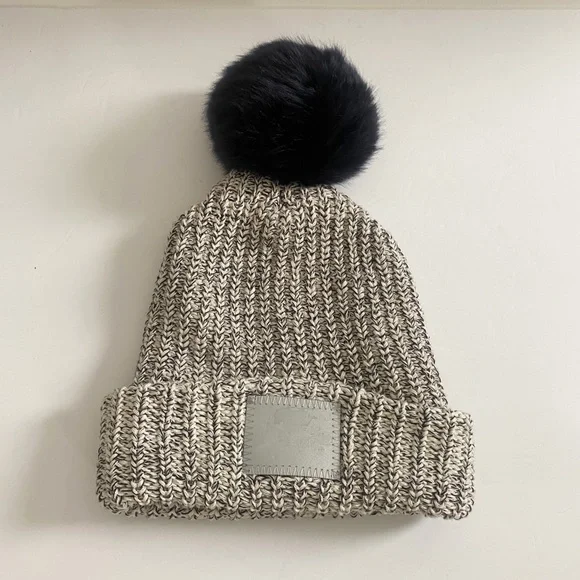 Love Your Melon Grey Knit Beanie with Black Removable Pompom - Picture 8 of 8